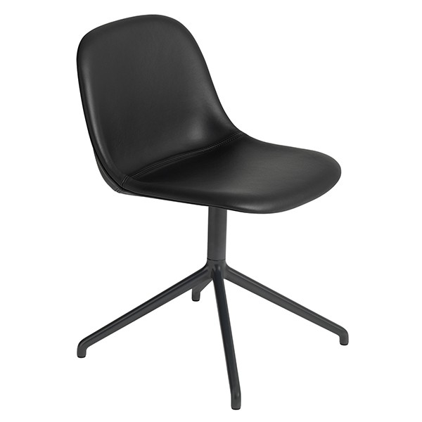 MUUTO 무토 Fiber 사이드 의자 swivel base 블랙 leather MU23415-BLCK-BLCK