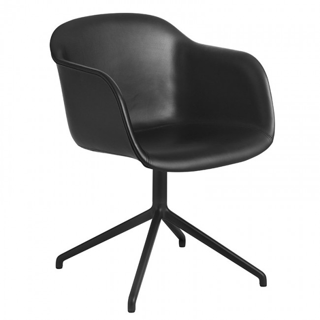 MUUTO 무토 Fiber 암체어 swivel base 블랙 leather MU23450-BLCK-BLCK