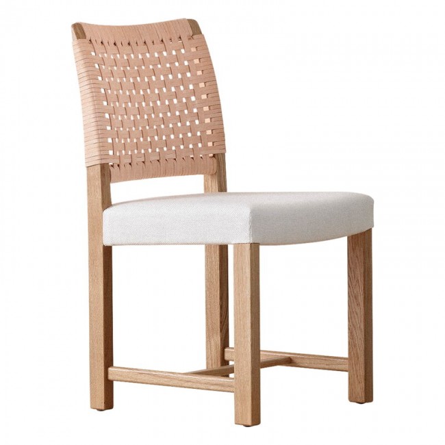 Ornas Nayttely 의자 oak - nude leather 린넨 seat FT108522-20-NUDE-STRAPS-LINEN