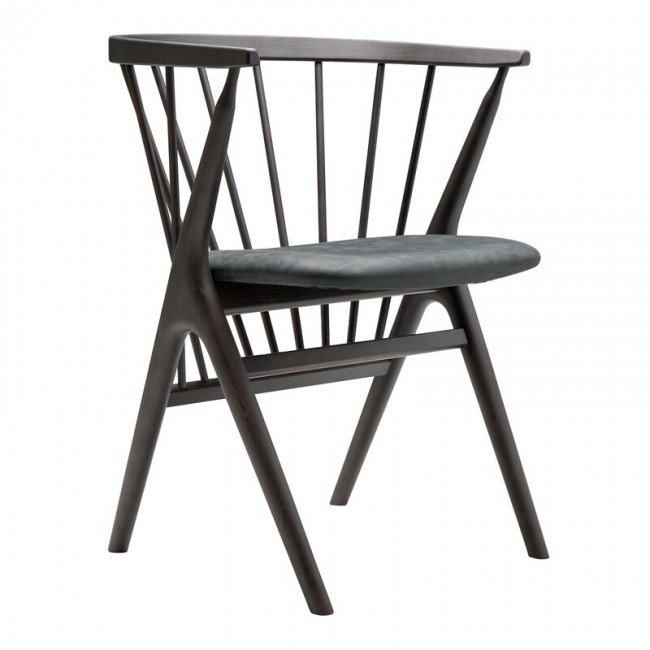 Sibast No 8 의자 다크 stained beech - 앤트러사이트 leather SBNO8DC-DSB-DUNES21003