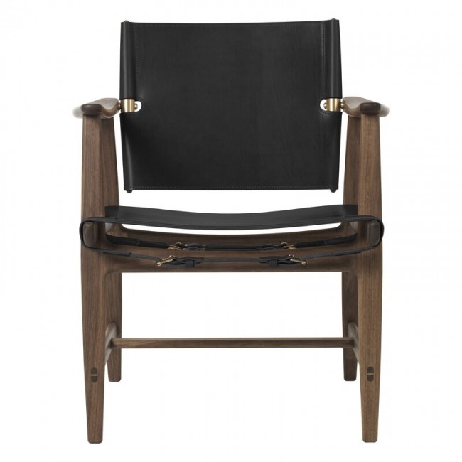 CARL HANSEN & SU00F8N BM1106 헌츠맨 체어 의자 oiled 월넛 - 블랙 래더 - 브라스 Carl Hansen & Su00f8n BM1106 Huntsman chair  oiled walnut - black leather - brass 02875
