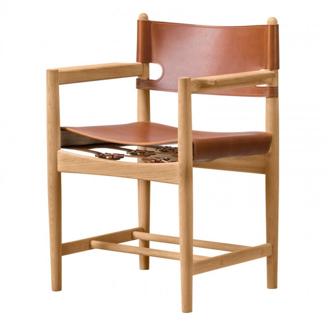 FREDERICIA 프레데리시아 The Spanish 다이닝 의자 with armrests 코냑 leather - oiled o FRE3238-CO-OO