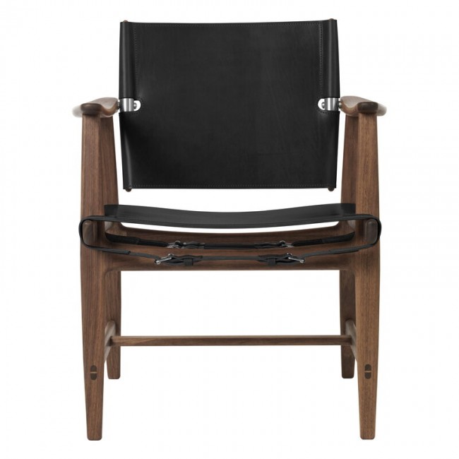 CARL HANSEN & SU00F8N BM1106 헌츠맨 체어 의자 oiled 월넛 - 블랙 래더 - steel Carl Hansen & Su00f8n BM1106 Huntsman chair  oiled walnut - black leather - steel 02775