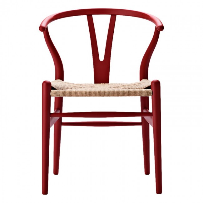 CARL HANSEN & SU00F8N CH24 위시본 체어 의자 소프트 red - 네츄럴 cor_d Carl Hansen & Su00f8n CH24 Wishbone chair  soft red - natural cord 02771