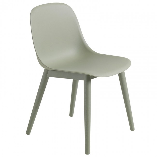 MUUTO 무토 Fiber 사이드 의자 wood base dusty 그린 MU50575