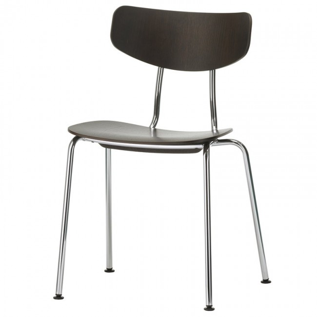 VITRA Moca 체어 의자 다크 stained oak - 크롬 Vitra Moca chair  dark stained oak - chrome 02689