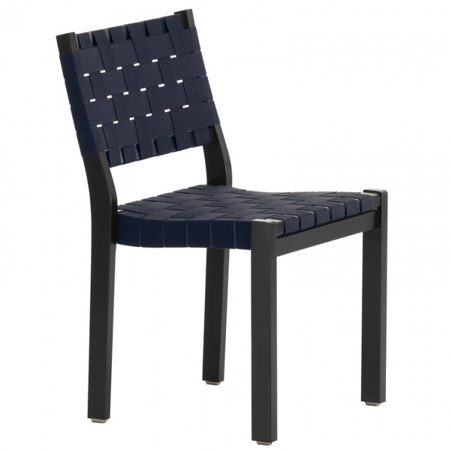 ARTEK 알토 체어 611 블랙 - 블랙/블루 웨빙 Artek Aalto chair 611  black - black/blue webbing 02599