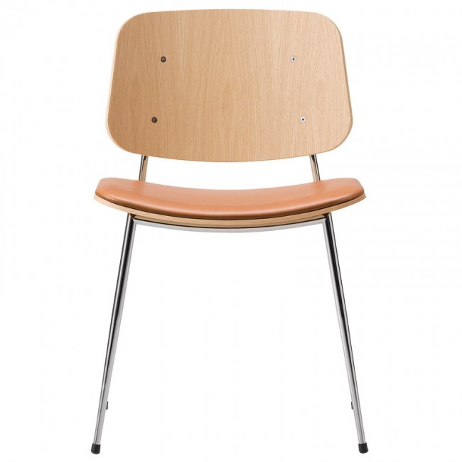 FREDERICIA 프레데리시아 Soeborg 의자 3061 크롬D base 래커 oak - 코냑 leather FRE3061-LO-CHR-COGNAC95