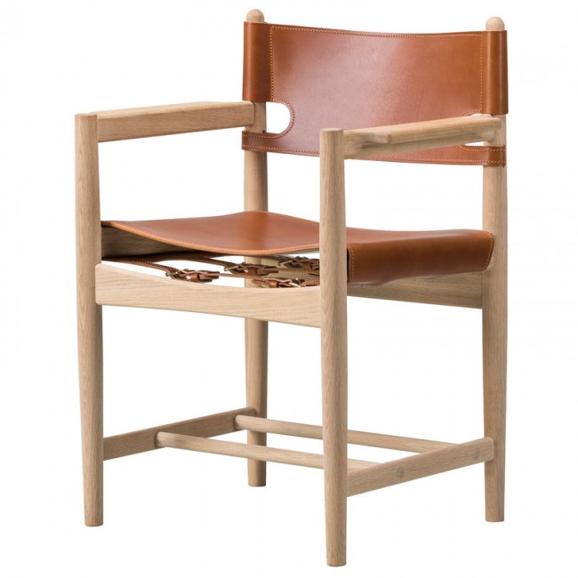 FREDERICIA 프레데리시아 The Spanish 다이닝 의자 with armrests 코냑 leather - soaped FRE3238-CO-SO