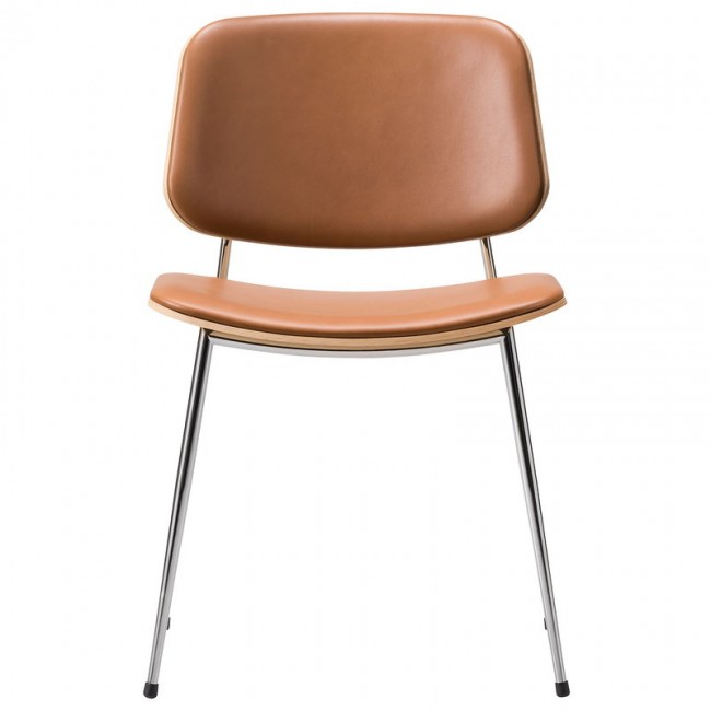 FREDERICIA 프레데리시아 Soeborg 의자 3062 크롬D base 래커 oak - 코냑 leather FRE3062-LO-CHR-COGNAC95