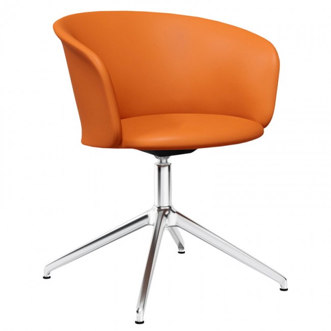 Hem Kendo swivel 의자 코냑 leather - polished aluminium HE20244