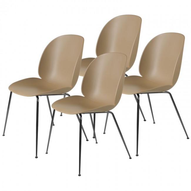 GUBI 구비 BE이티엘E 의자 블랙 크롬 - pebble brown set of 4 GB10068712
