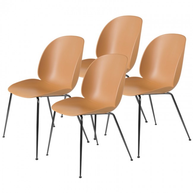 GUBI 구비 BE이티엘E 의자 블랙 크롬 - amber brown set of 4 GB10068716