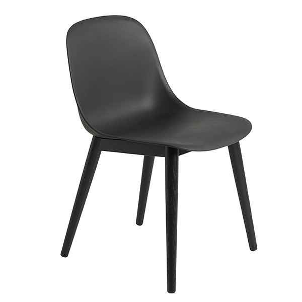 MUUTO 무토 Fiber 사이드 의자 wood base 블랙 PU lacquer MU25101