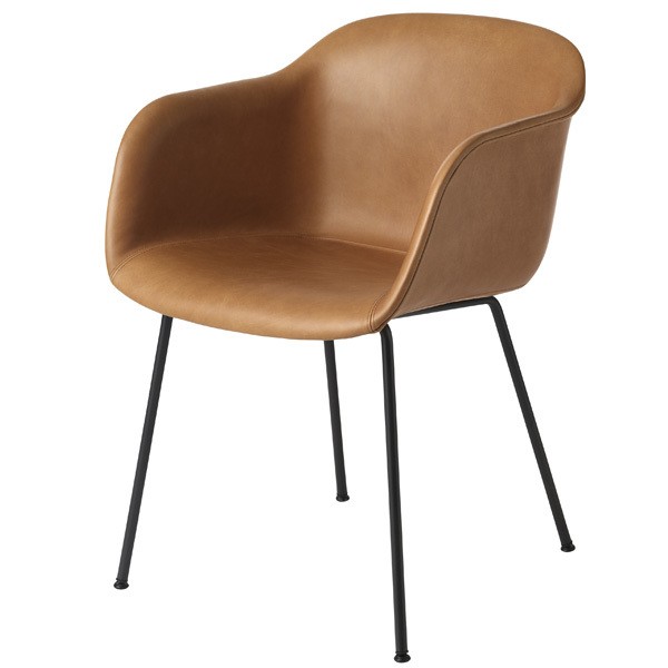 MUUTO 무토 Fiber 암체어 튜브 base 코냑 leather - 블랙 MU20011