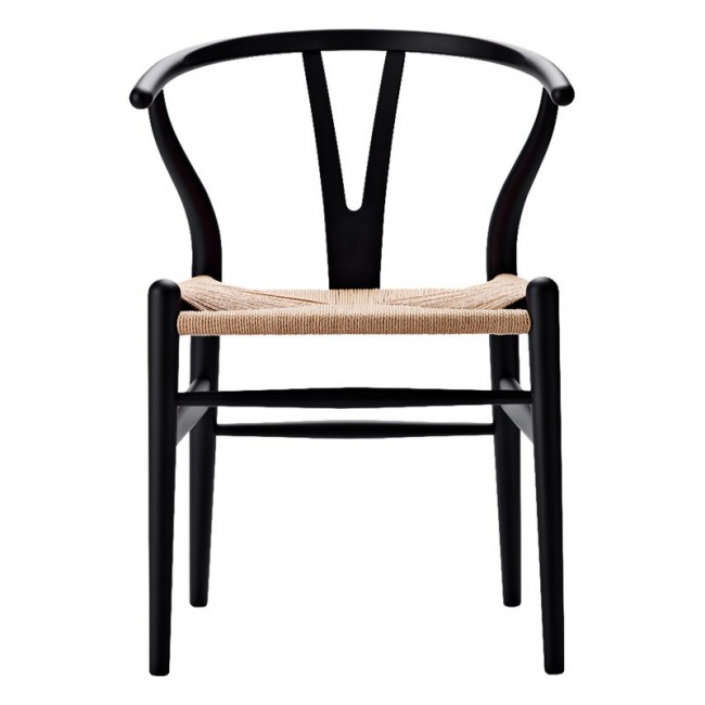 CARL HANSEN & SU00F8N CH24 위시본 체어 의자 소프트 블랙 - 네츄럴 cor_d Carl Hansen & Su00f8n CH24 Wishbone chair  soft black - natural cord 01832