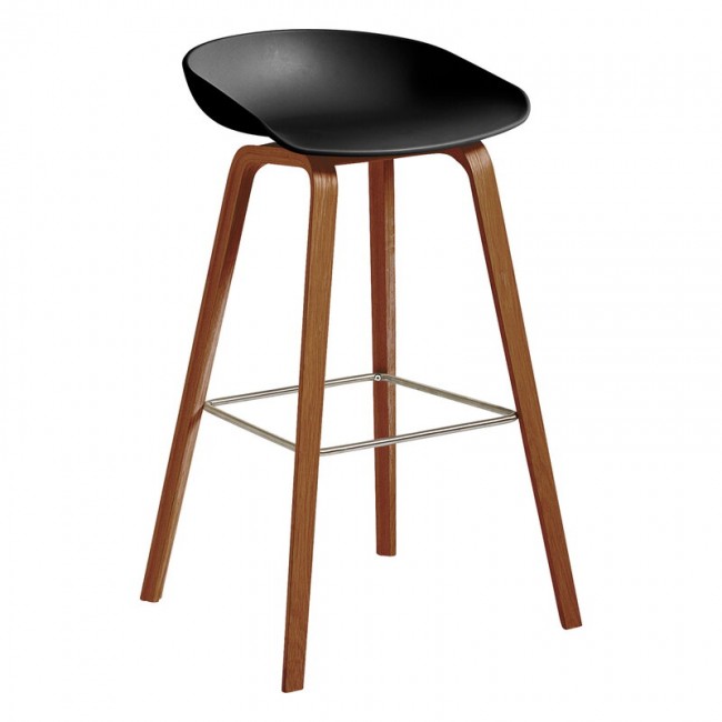 HAY 헤이 About A 스톨 AAS32 Eco 75 cm 래커 walnut - 블랙 HA943647