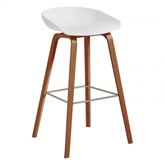 HAY 헤이 About A 스톨 AAS32 75 cm 래커 walnut - 화이트 HA943547