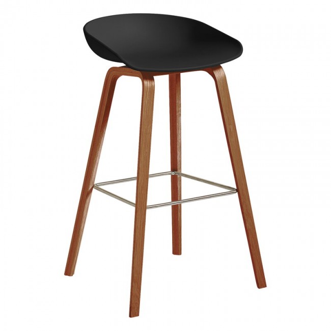 HAY 헤이 About A 스톨 AAS32 75 cm 래커 walnut - 블랙 HA943549
