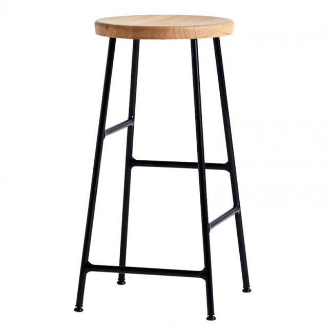 HAY 헤이 Cornet bar 스톨 low 소프트 블랙 - oiled oak seat HA930301-OO