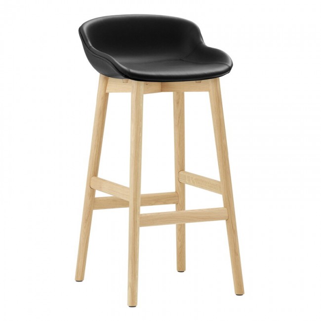 NORMANN COPENHAGEN 노만코펜하겐 Hyg bar 스톨 75 cm oak - 블랙 leather Ultra NC604450-41599