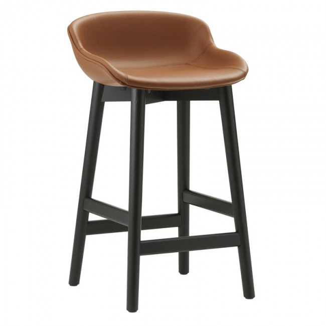 NORMANN COPENHAGEN 노만코펜하겐 Hyg bar 스톨 65 cm 블랙 oak - brandy leather Ultra NC604443-41574