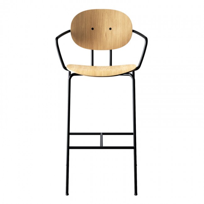 Sibast Piet Hein bar 스톨 with armrest 75 cm 블랙 - 화이트 래커 SBPIETHEIN-BS-AR-BS-WLO