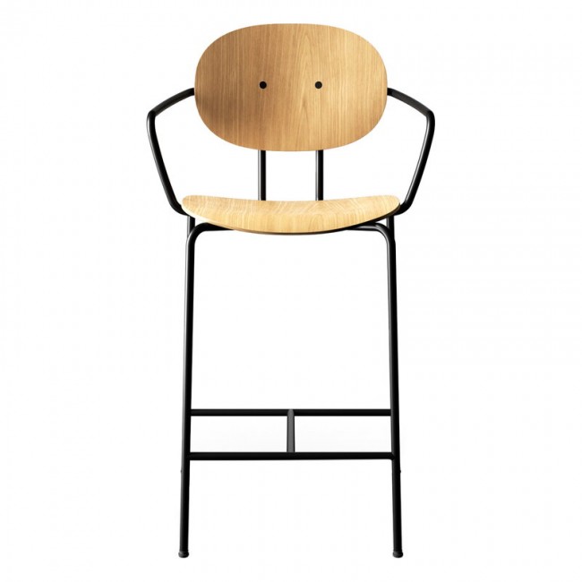 Sibast Piet Hein counter 스톨 with armrest 65 cm 블랙 - 화이트 lacque SBPIETHEIN-CS-AR-BS-WLO