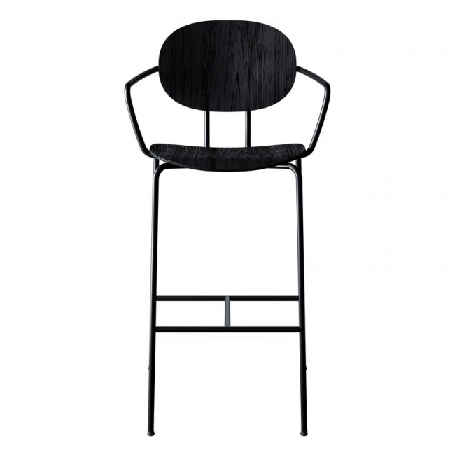Sibast Piet Hein bar 스톨 with armrest 75 cm 블랙 - 래커 SBPIETHEIN-BS-AR-BS-BO