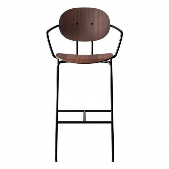 Sibast Piet Hein bar 스톨 with armrest 75 cm 블랙 - oiled walnut SBPIETHEIN-BS-AR-BS-OW
