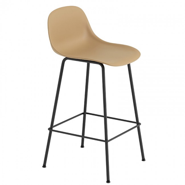 MUUTO 무토 Fiber counter 스톨 with backrest 65 cm 튜브 base ochre - bla MU23683