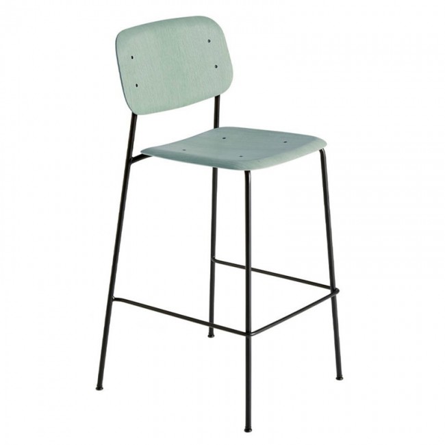 HAY 헤이 소프트 Edge 10 bar 의자 75 cm 블랙 - dusty 그린 PU lacquer HA937739-DG