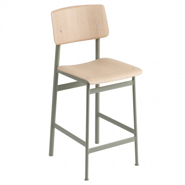 MUUTO 무토 Loft bar 스톨 65 cm dusty 그린 - oak MU30224