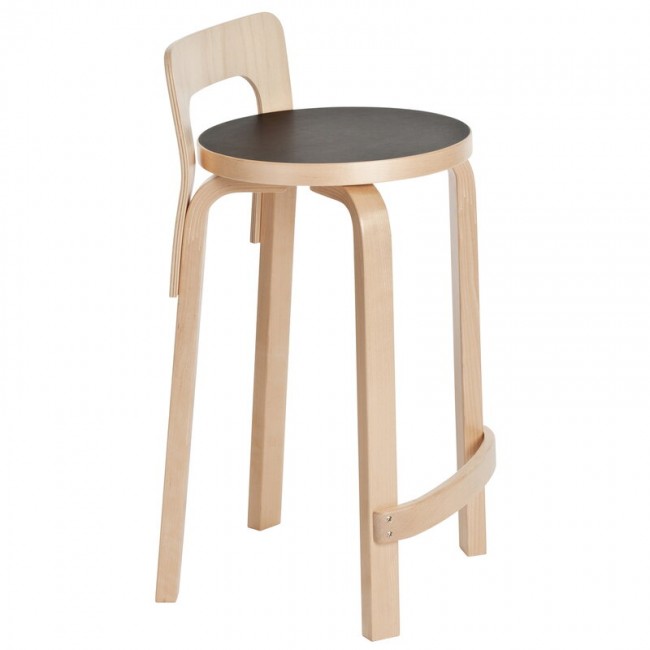 ARTEK 알토 하이 체어 의자 K65 블랙 리놀륨 Artek Aalto high chair K65  black linoleum 01408