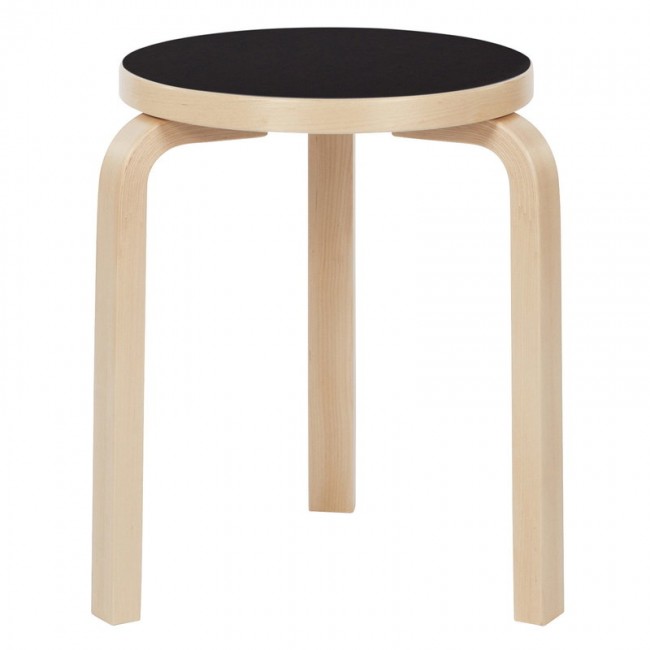 ARTEK 알토 스툴 60 블랙 리놀륨 - birch Artek Aalto stool 60  black linoleum - birch 01205