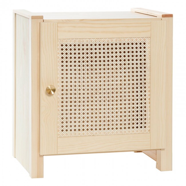 Lundia Classic nightstand with door low pine - rattan LUA5579