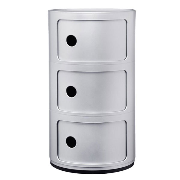 KARTELL 콤포니빌리 스토리지 유닛 3 modules 실버 Kartell Componibili storage unit  3 modules  silver 01110