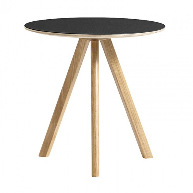 HAY 헤이 CPH20 round 테이블 50 cm 래커 oak - 블랙 lino HA257825-2019000