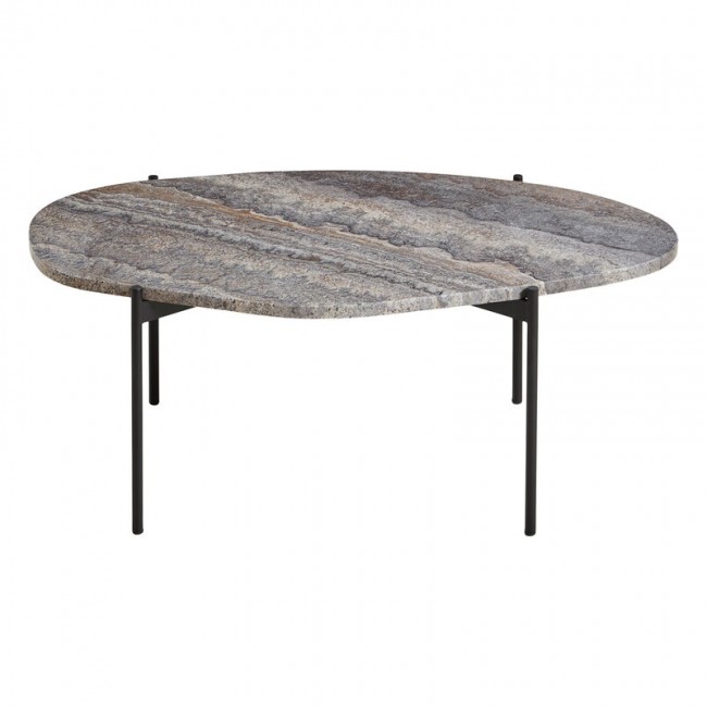 WOUD 우드 La 테라 occasional 테이블 L grey melange travertine - 블랙 WD110575