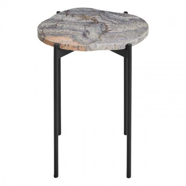 WOUD 우드 La 테라 occasional 테이블 S grey melange travertine - 블랙 WD110573