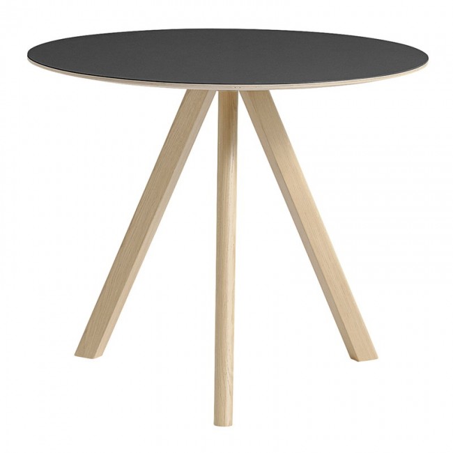 HAY 헤이 CPH20 round 테이블 90 cm 래커 oak - 블랙 lino HA257827-2019000