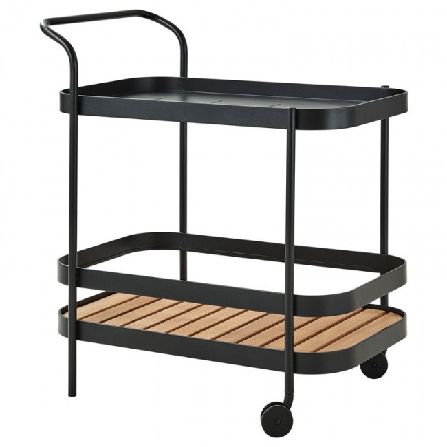CANE-LINE 케인 라인 Roll bar trolley teak - lava grey CL5102AL