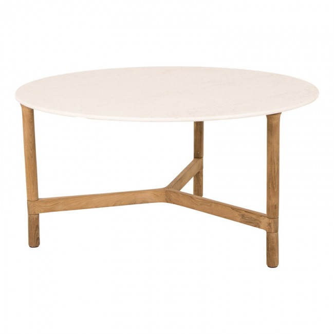 CANE-LINE 케인 라인 Twist coffee 테이블 diam. 90 cm teak - travertine look CL5012T-P90COTL