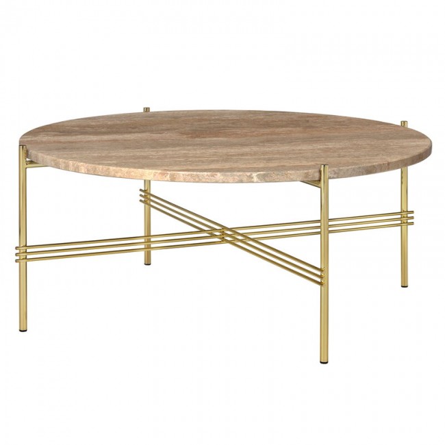 GUBI 구비 TS coffee 테이블 80 cm 브라스 - warm 타우페 travertine GB10085407