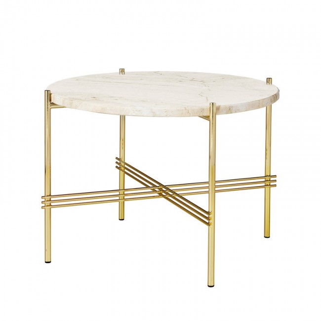 GUBI 구비 TS coffee 테이블 55 cm 브라스 - 화이트 travertine GB10074024