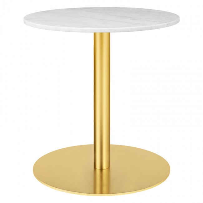 GUBI 구비 1.0 lounge 테이블 round 60 cm 브라스 - 화이트 marble GB10012496