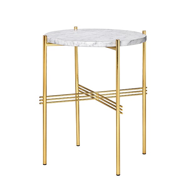 GUBI 구비 TS coffee 테이블 40 cm 브라스 - 화이트 marble GB1002236140-WH-M