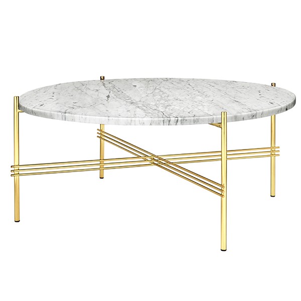 GUBI 구비 TS coffee 테이블 80 cm 브라스 - 화이트 marble GB1002236180-WH-M