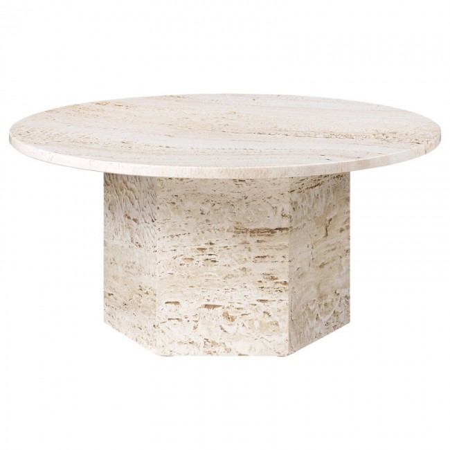 GUBI 구비 Epic coffee 테이블 round 80 cm 화이트 travertine GB10042386