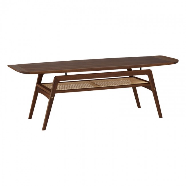 WARM NORDIC 웜 노르딕 Surfboard coffee 테이블 with shelf walnut - 프렌치 cane WA2807023